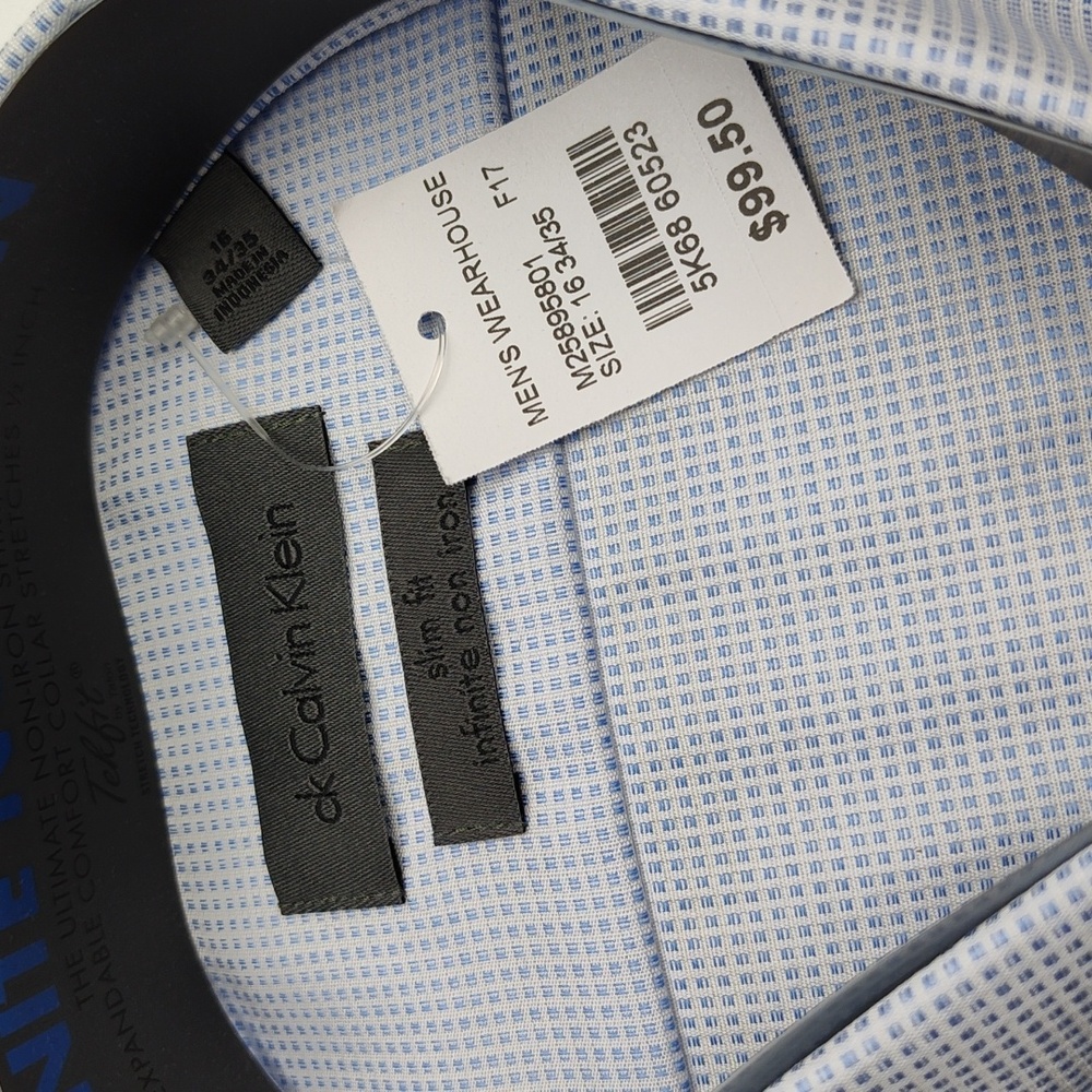 NWT Calvin Klein infinite non iron men's dress shirt slim fit 16 sleeve 34/35 - Picture 5 of 6